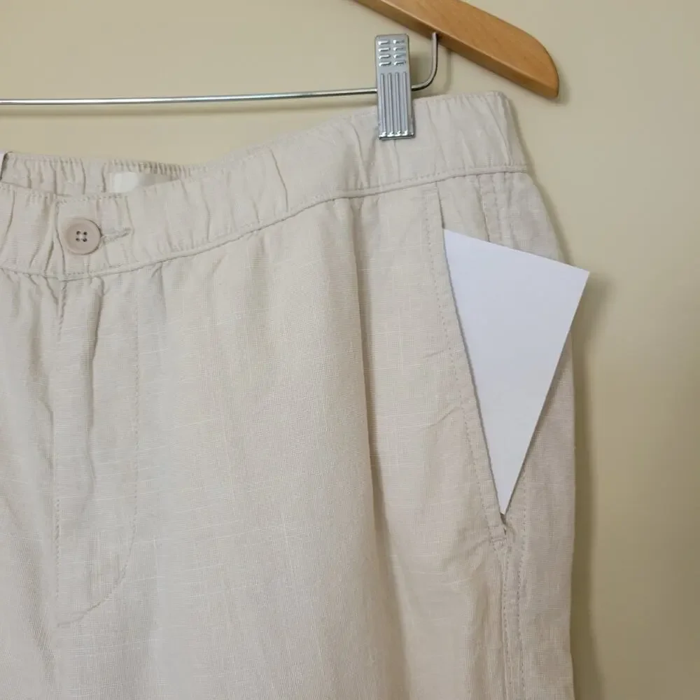NWT H&M Size M Regular Fit Cotton Pants High Rise Straight Elastic Adjustable
